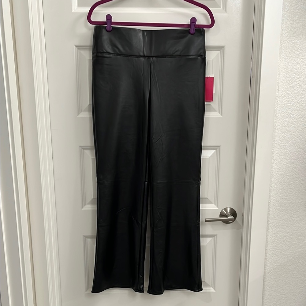 Vince Camuto Faux Leather Black Flare Pants